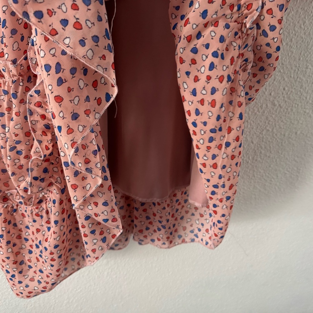 Romantic Ruffle Dress Prairiecore Floral Dainty High Neck Flowy Cottagecore M/L - Picture 11 of 15